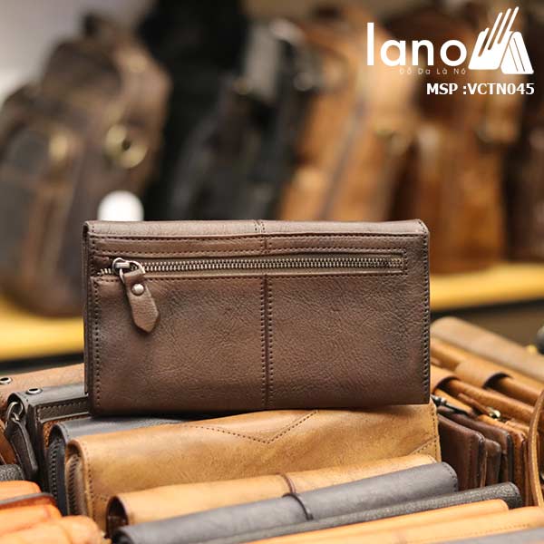 Ví cầm tay nam da thật Lano gọn gàng tinh tế VCTN045 - mặt sau