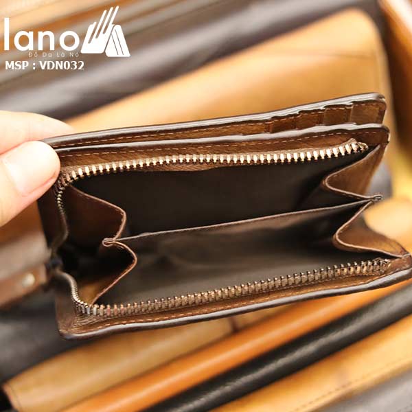 Ví da bò Lano thời trang nam tính đẳng cấp cho phái mạnh VDN032 nâu vàng - bên trong