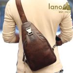Túi đeo ngực nam da bò thời trang cao cấp mẫu mới 2018 TDL55 nâu - đeo lưng