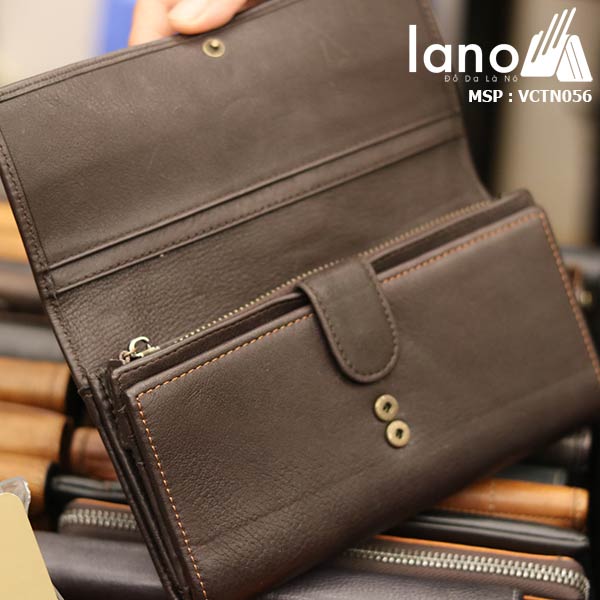 Ví cầm tay nam da bò 3 gấp thời trang tiện lợi VCTN056 - ngăn trong