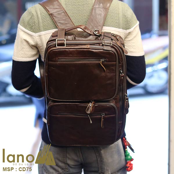 Cặp da cao cấp Lano thời trang Tiện Dụng CD75 nâu - balo