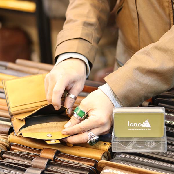 Ví da nam Lano cao cấp trẻ trung sang trọng VDN035 ngăn đựng có cúc