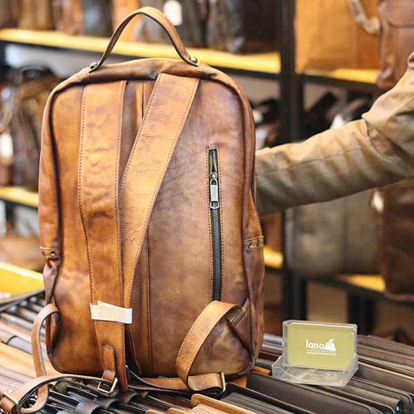 Balo da nam Lano cao cấp 100% từ da bò nhập khẩu BLN20 - mặt sau