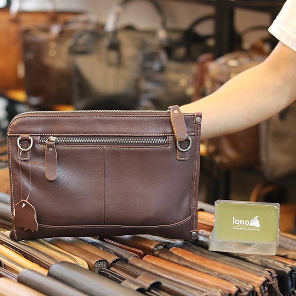 Túi cầm tay nam da bò mẫu mới 2019 CLT14 mặt sau