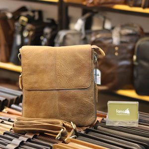 Túi da nam đeo chéo Lano siêu mỏng bằng da bò thật KT123