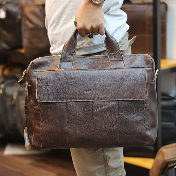 Cặp nam da bò đựng Laptop 14 inch mẫu mới 2019 CD91 xách tay