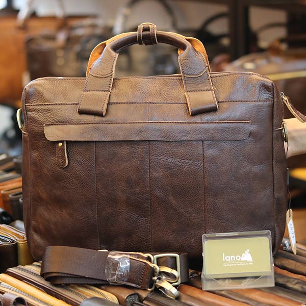 Cặp nam da bò đựng Laptop 14 inch mẫu mới 2019 CD91 mặt sau