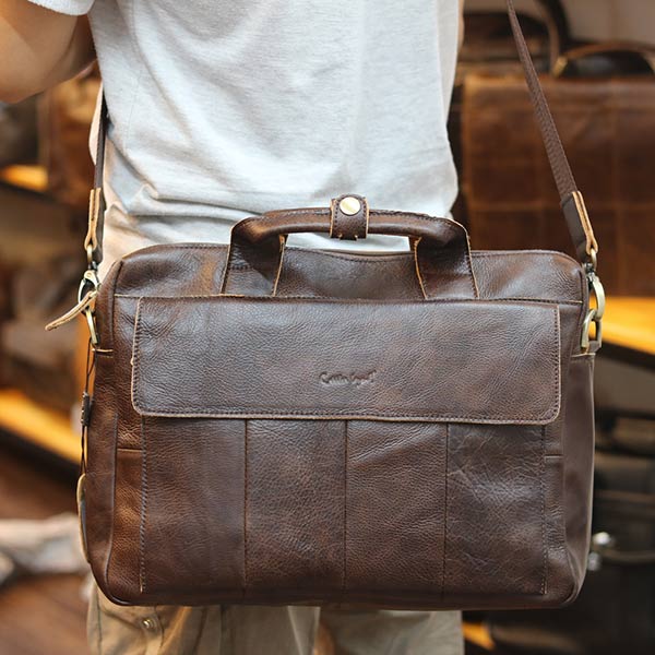 Cặp nam da bò đựng Laptop 14 inch mẫu mới 2019 CD91 đeo chéo