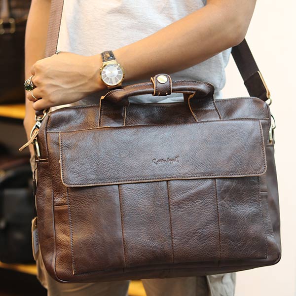 Cặp nam da bò đựng Laptop 14 inch mẫu mới 2019 CD91 đeo chéo