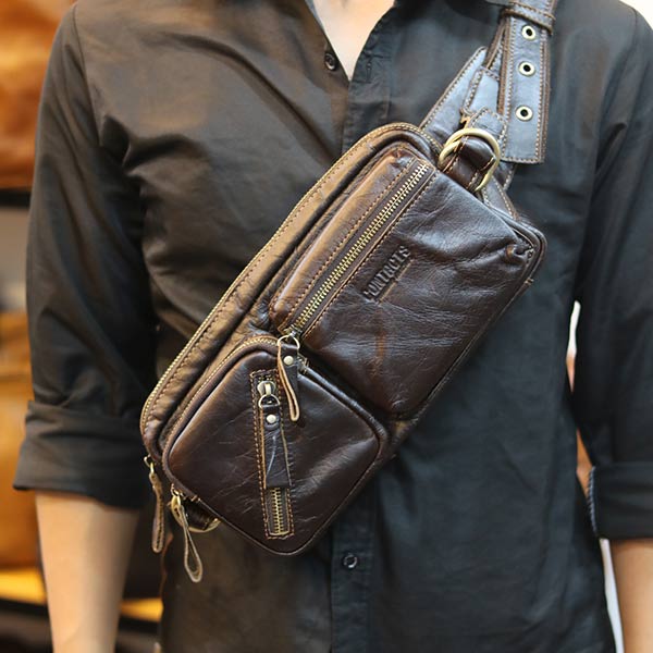 Túi bao tử đeo bụng Lano da bò thật chính hãng Contact TDB010