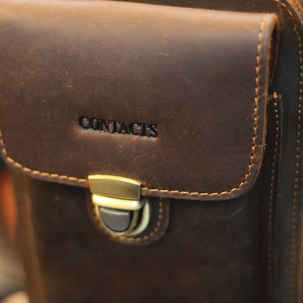 Túi da Lano đeo chéo hông mini chính hãng Contact KT147