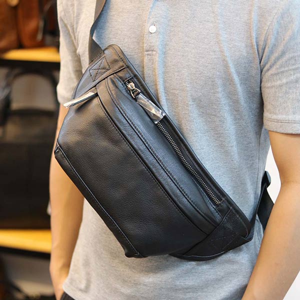 Túi đeo bụng da bò thật Lano đẳng cấp cho phái mạnh TDB009