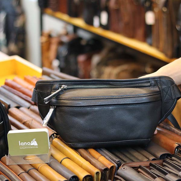 Túi đeo bụng da bò thật Lano đẳng cấp cho phái mạnh TDB009