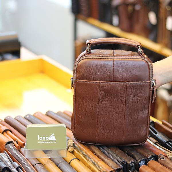 Túi xách nam Lano mini da bò thật cao cấp KT146 - mặt sau