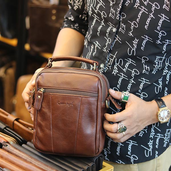 Túi xách nam Lano mini da bò thật cao cấp KT146