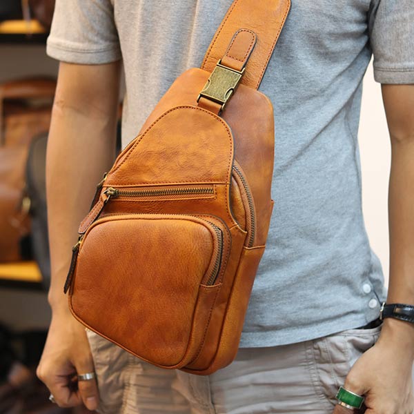 Túi da đeo ngực nam thời trang sang trọng da bò nhập khẩu TDL58 đeo chéo