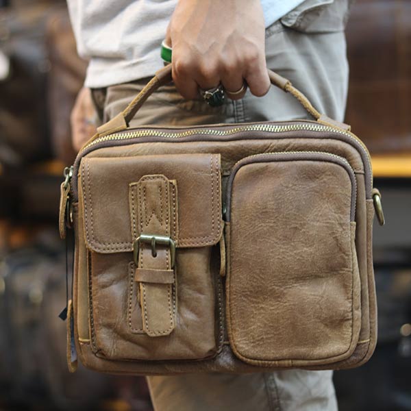 Túi da nam đeo chéo có quai xách thời trang tiện lợi KT150 xách tay