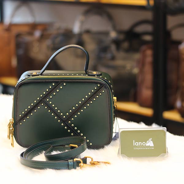 Túi xách nữ Lano da bò cao cấp đinh tán loại bóng TXN035
