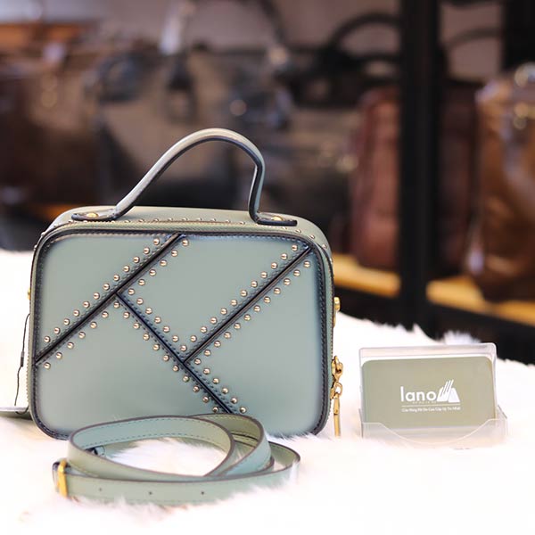 Túi xách nữ Lano da bò cao cấp đinh tán loại bóng TXN035