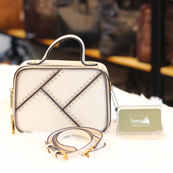 Túi xách nữ Lano da bò cao cấp đinh tán loại bóng TXN035