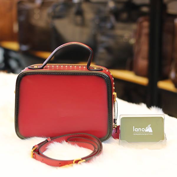 Túi xách nữ Lano da bò cao cấp đinh tán loại bóng TXN035 mặt sau