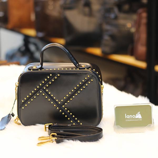 Túi xách nữ Lano da bò cao cấp đinh tán loại bóng TXN035