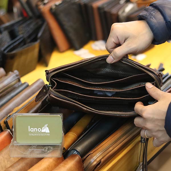 Túi cầm tay nam da bò Lano sang trọng gọn nhẹ CLT22