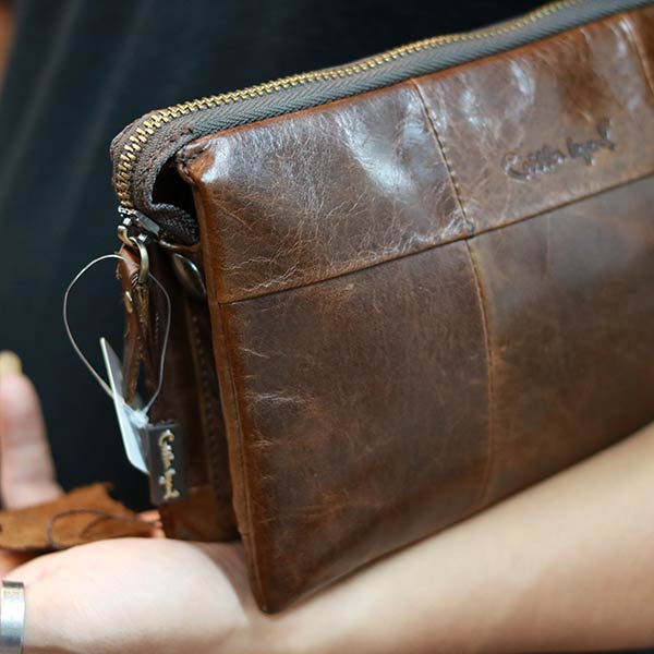 Túi cầm tay nam da bò Lano sang trọng gọn nhẹ CLT22