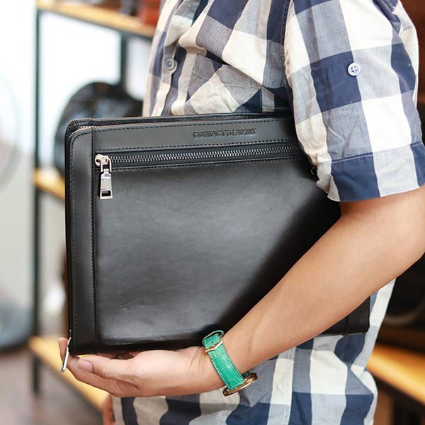 Túi da nam cầm tay vừa ipad 10.5 inch mẫu mới 2019