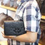 Ví cầm tay cá sấu hàng xuất khẩu 2 khóa kéo loại to VCSCT06