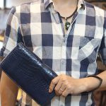 Ví cầm tay cá sấu hàng xuất khẩu 2 khóa kéo loại to VCSCT06