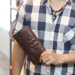 Ví da cá sấu cầm tay cao cấp 3 gấp loại nhỏ VCSCT03