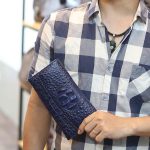 Ví da cá sấu cầm tay cao cấp 3 gấp loại nhỏ VCSCT03