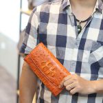 Ví da cá sấu cầm tay cao cấp 3 gấp loại nhỏ VCSCT03