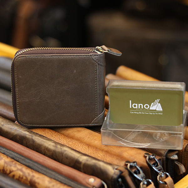 Ví da nam khóa kéo thời trang tiện lợi Lano VDN070