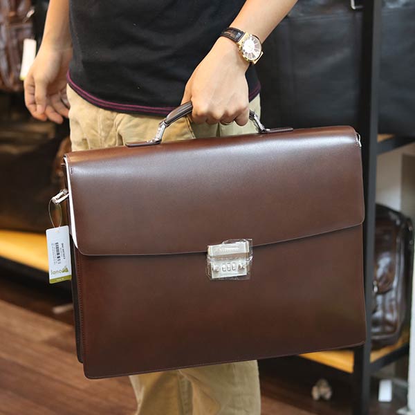 Cặp da nam khóa số cao cấp làm từ da bò Ý CD104