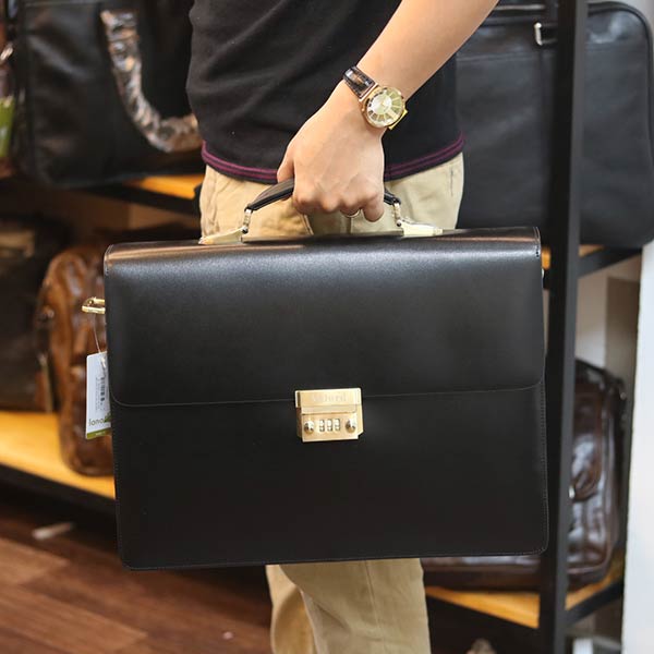 Cặp da nam khóa số cao cấp làm từ da bò Ý CD104