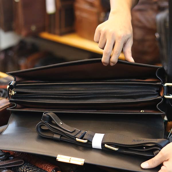 Cặp da nam khóa số cao cấp làm từ da bò Ý CD104