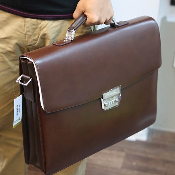 Cặp da nam khóa số cao cấp làm từ da bò Ý CD104