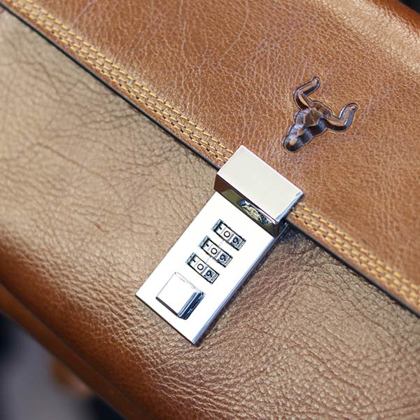 Túi cầm tay da bò khóa số thời trang nam tính CLT36