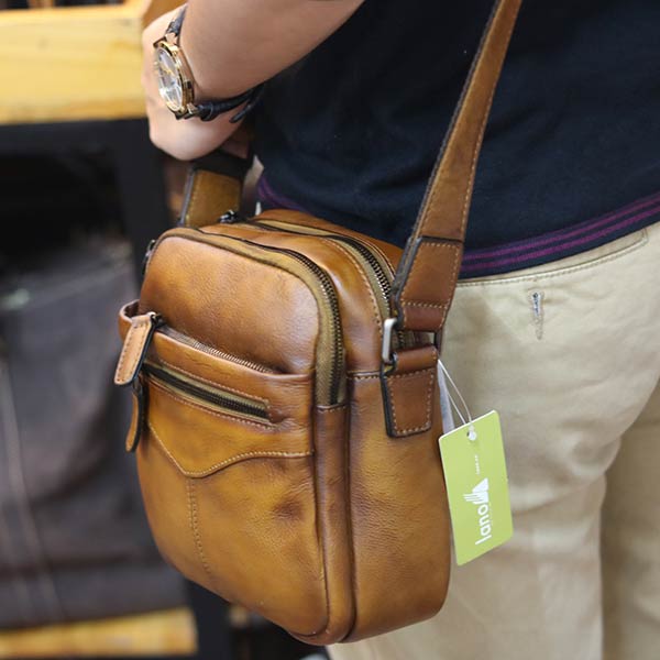 Túi đeo chéo nam mini da bò nhập khẩu nhiều ngăn tiện lợi KT174