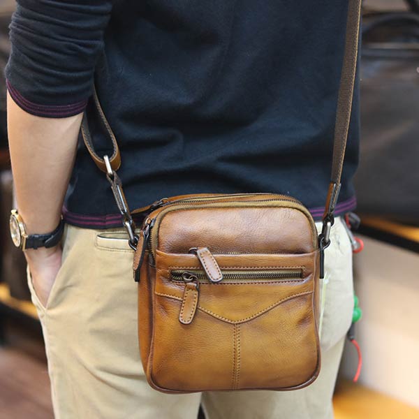 Túi đeo chéo nam mini da bò nhập khẩu nhiều ngăn tiện lợi KT174