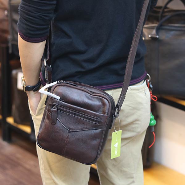 Túi đeo chéo nam mini da bò nhập khẩu nhiều ngăn tiện lợi KT174