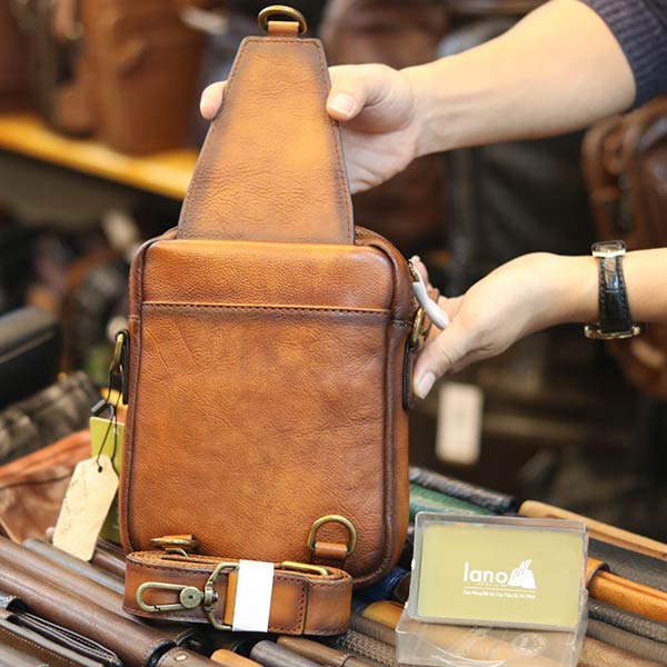 Túi đeo ngực sling kết hợp đeo chéo da bò thật thời trang cao cấp TDL74