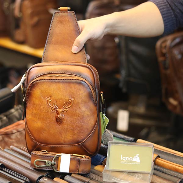 Túi đeo ngực sling kết hợp đeo chéo da bò thật thời trang cao cấp TDL74