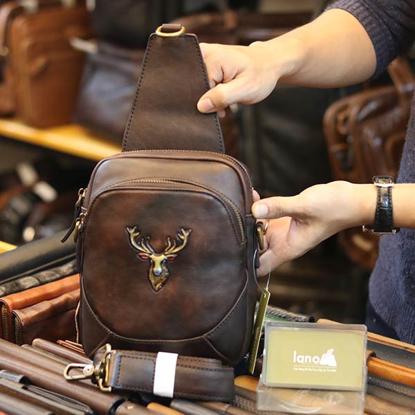 Túi đeo ngực sling kết hợp đeo chéo da bò thật thời trang cao cấp TDL74