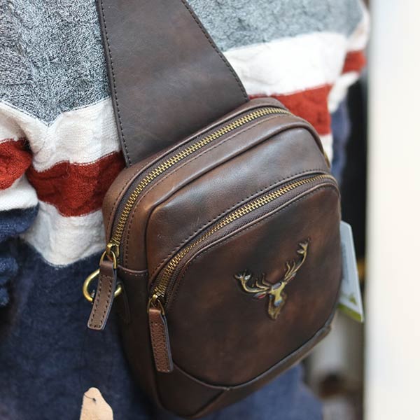 Túi đeo ngực sling kết hợp đeo chéo da bò thật thời trang cao cấp TDL74