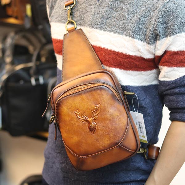 Túi đeo ngực sling kết hợp đeo chéo da bò thật thời trang cao cấp TDL74