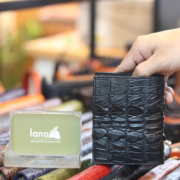 Ví cá sấu cao cấp gai đuôi 1 mặt dáng đứng VCSGD01