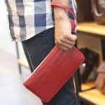 Ví cầm tay da cá sấu hàng xuất khẩu 1 khóa kèo lồi VCSCT09